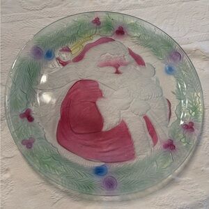 Festive Santa Claus Glass Plate